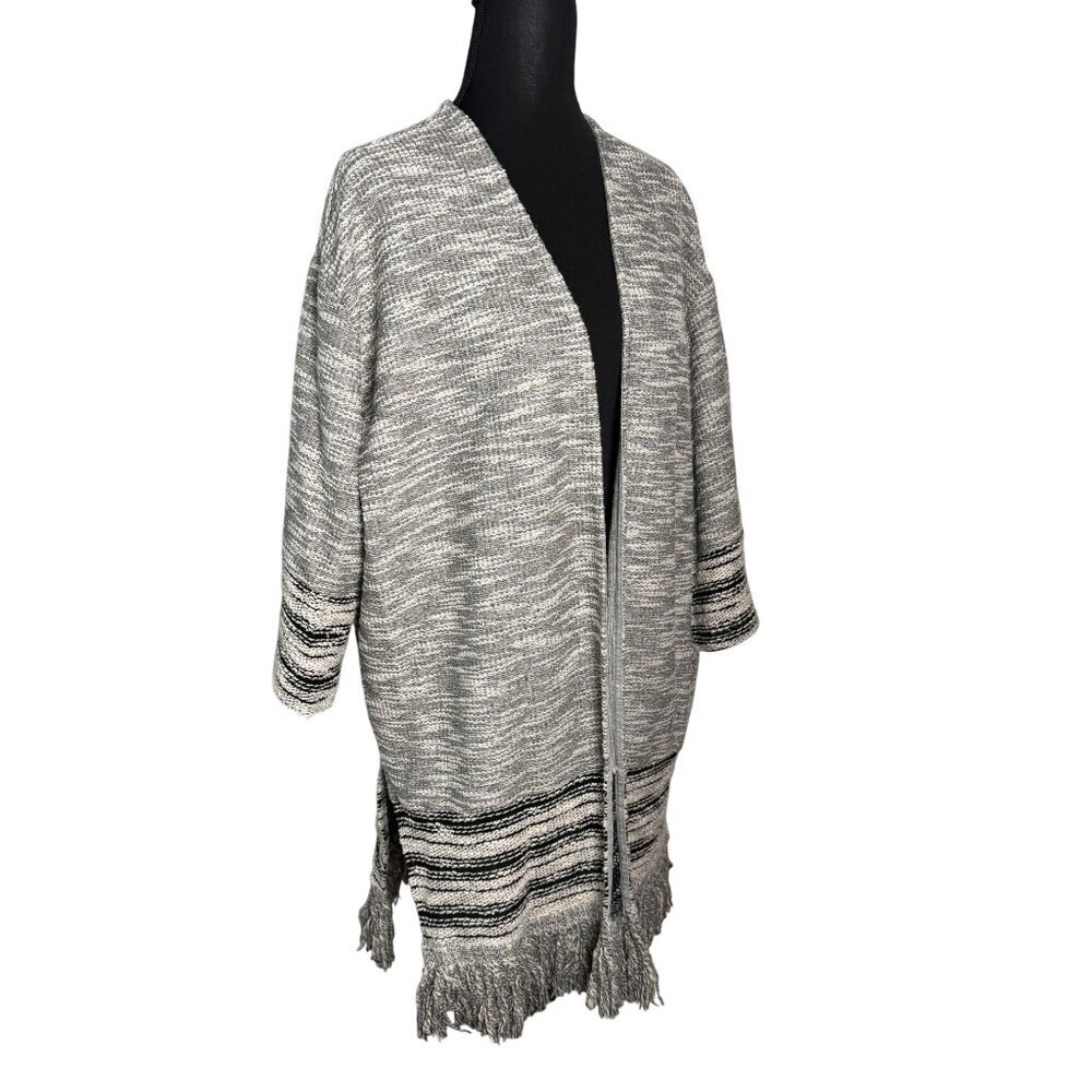 Ariat Open Mid-Length Cardigan Fringe Bottom Gray Metallic Size L Western Boho - Picture 3 of 9